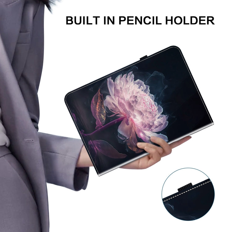 For iPad Air 11 2024 Crystal Texture Painted Leather Smart Tablet Case(Purple Peony) - iPad Air 11 2024 Cases by PMC TechLife | Online Shopping South Africa | PMC TechLife | Buy Now Pay Later Mobicred