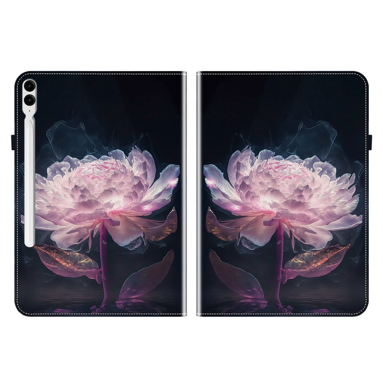 For Samsung Galaxy Tab S9+ / S9 FE+ Crystal Texture Painted Leather Tablet Case(Purple Peony) - Galaxy Tab S9+ Cases by PMC Jewellery | Online Shopping South Africa | PMC Jewellery | Buy Now Pay Later Mobicred