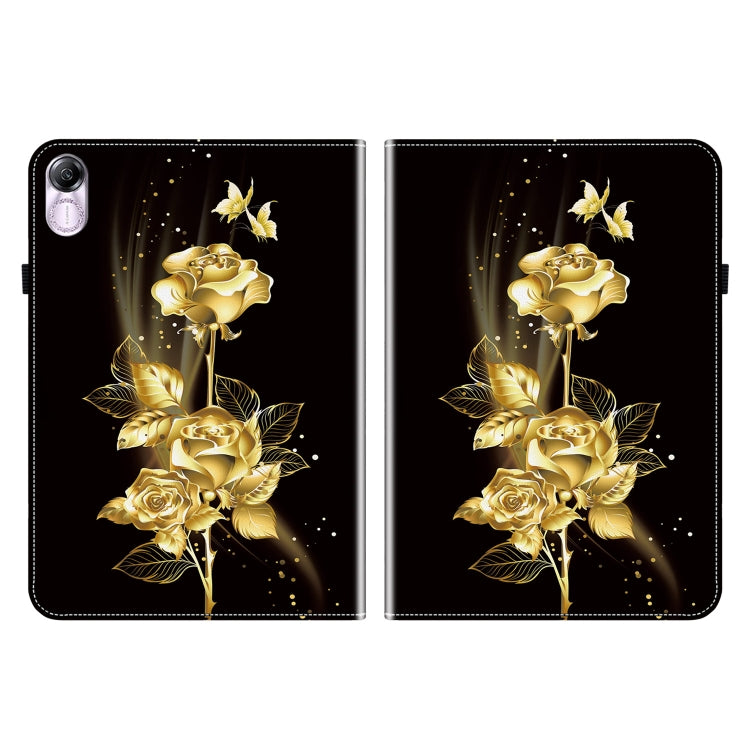 For Honor Pad X8 Pro / X9 2023 Crystal Texture Painted Leather Tablet Case(Gold Butterfly Rose) - Honor by PMC TechLife | Online Shopping South Africa | PMC TechLife | Buy Now Pay Later Mobicred