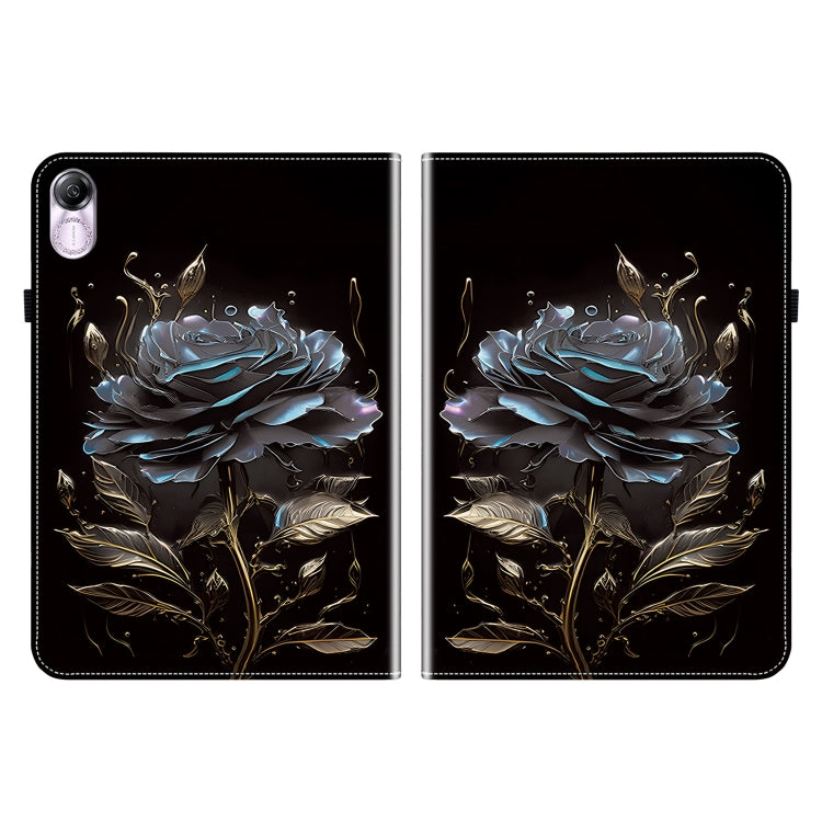 For Honor Pad X8 Pro / X9 2023 Crystal Texture Painted Leather Tablet Case(Black Rose) - Honor by PMC TechLife | Online Shopping South Africa | PMC TechLife | Buy Now Pay Later Mobicred