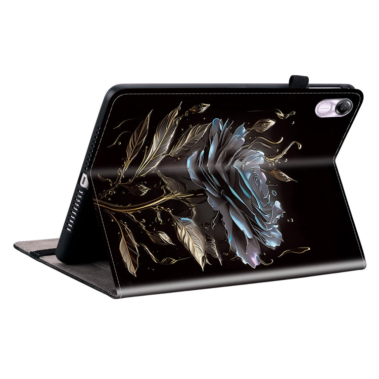 For Honor Pad X8 Pro / X9 2023 Crystal Texture Painted Leather Tablet Case(Black Rose) - Honor by PMC TechLife | Online Shopping South Africa | PMC TechLife | Buy Now Pay Later Mobicred
