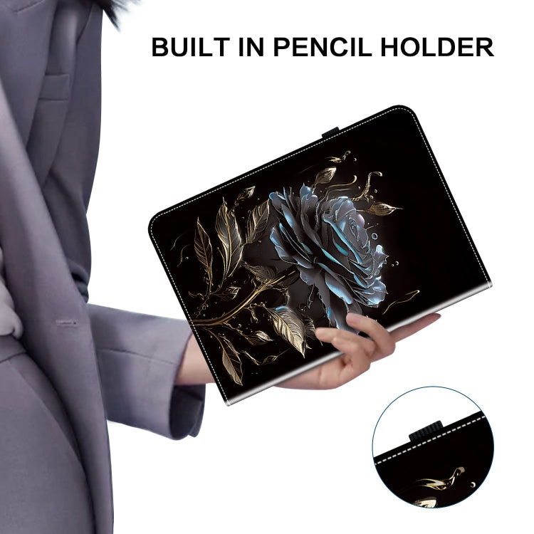 For Honor Pad X8 Pro / X9 2023 Crystal Texture Painted Leather Tablet Case(Black Rose) - Honor by PMC TechLife | Online Shopping South Africa | PMC TechLife | Buy Now Pay Later Mobicred