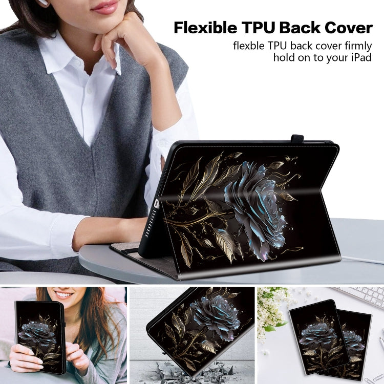 For Honor Pad X8 Pro / X9 2023 Crystal Texture Painted Leather Tablet Case(Black Rose) - Honor by PMC TechLife | Online Shopping South Africa | PMC TechLife | Buy Now Pay Later Mobicred