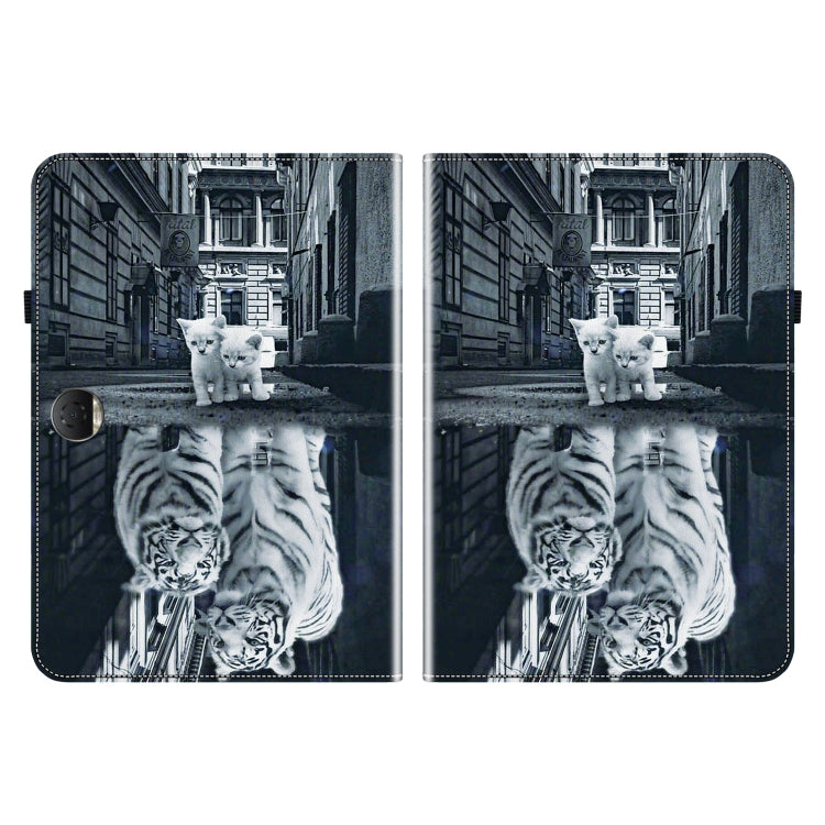 For Honor Pad 9 12.1 Crystal Texture Painted Leather Tablet Case(Cat Reflection Tiger) - Honor by PMC TechLife | Online Shopping South Africa | PMC TechLife | Buy Now Pay Later Mobicred