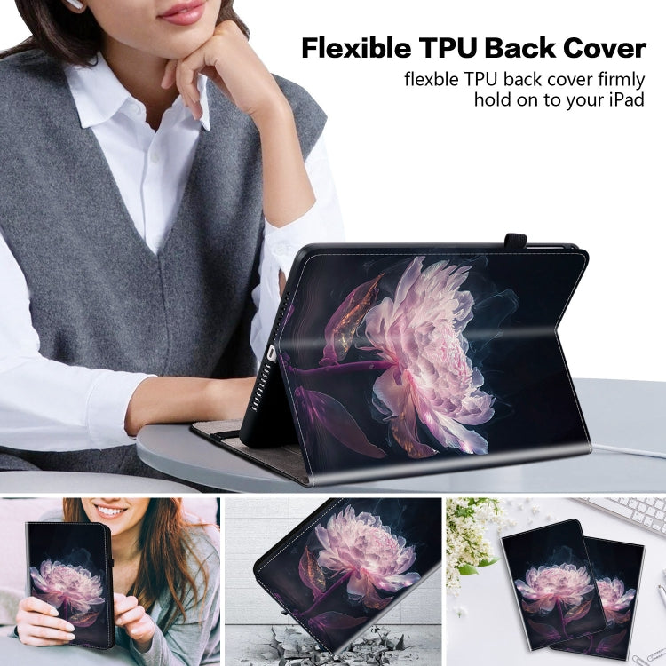 For Realme Pad 10.4 Crystal Texture Painted Leather Tablet Case(Purple Peony) - Realme by PMC TechLife | Online Shopping South Africa | PMC TechLife | Buy Now Pay Later Mobicred