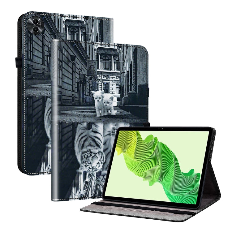 For Realme Pad 2 11.5 Crystal Texture Painted Leather Tablet Case(Cat Reflection Tiger) - Realme by PMC TechLife | Online Shopping South Africa | PMC TechLife | Buy Now Pay Later Mobicred