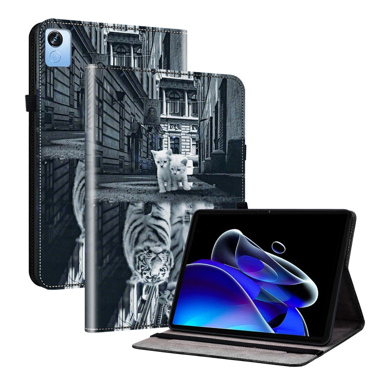 For Realme Pad X Crystal Texture Painted Leather Tablet Case(Cat Reflection Tiger) - Realme by PMC TechLife | Online Shopping South Africa | PMC TechLife | Buy Now Pay Later Mobicred