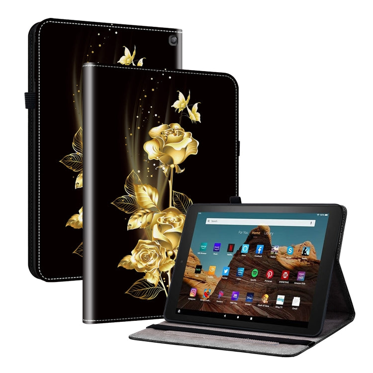 For Amazon Fire HD 10 2019/2017 Crystal Texture Painted Leather Smart Tablet Case(Gold Butterfly Rose) - Amazon by PMC TechLife | Online Shopping South Africa | PMC TechLife | Buy Now Pay Later Mobicred