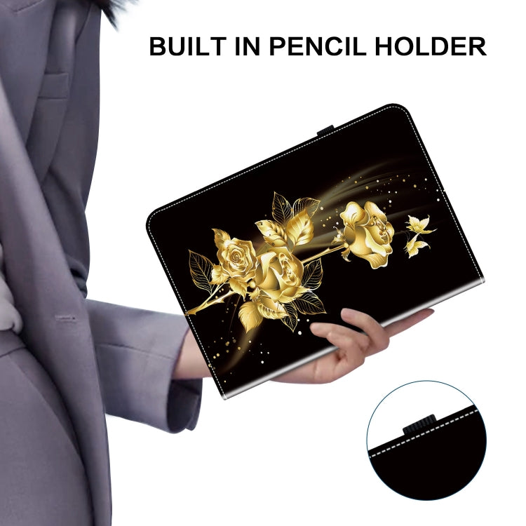 For Lenovo M10 Plus 10.3 Crystal Texture Painted Leather Tablet Case(Gold Butterfly Rose) - Lenovo by PMC TechLife | Online Shopping South Africa | PMC TechLife | Buy Now Pay Later Mobicred