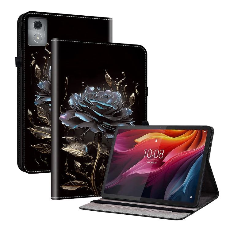 For Lenovo Tab K11 Plus Crystal Texture Painted Leather Tablet Case(Black Rose) - Lenovo by PMC TechLife | Online Shopping South Africa | PMC TechLife | Buy Now Pay Later Mobicred