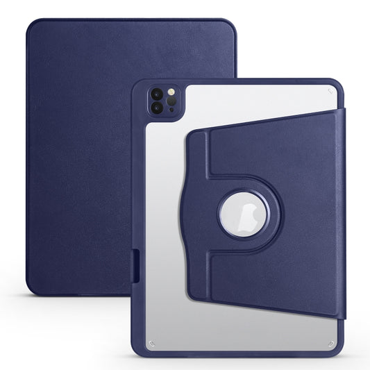 For iPad Air 11 2024 Acrylic 360 Degree Rotation Holder Leather Tablet Case(Dark Blue) - iPad Air 11 2024 Cases by PMC Jewellery | Online Shopping South Africa | PMC Jewellery | Buy Now Pay Later Mobicred