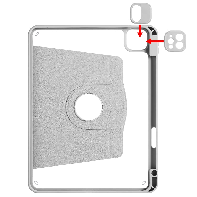 For iPad Air 11 2024 Acrylic 360 Degree Rotation Holder Leather Tablet Case(Fog Grey) - iPad Air 11 2024 Cases by PMC TechLife | Online Shopping South Africa | PMC TechLife | Buy Now Pay Later Mobicred