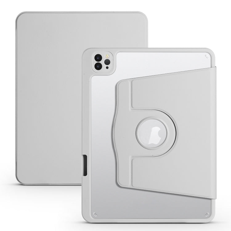 For iPad Air 13 2025 / 2024 Acrylic 360 Degree Rotation Holder Leather Tablet Case(Fog Grey) - More iPad Cases by PMC TechLife | Online Shopping South Africa | PMC TechLife | Buy Now Pay Later Mobicred