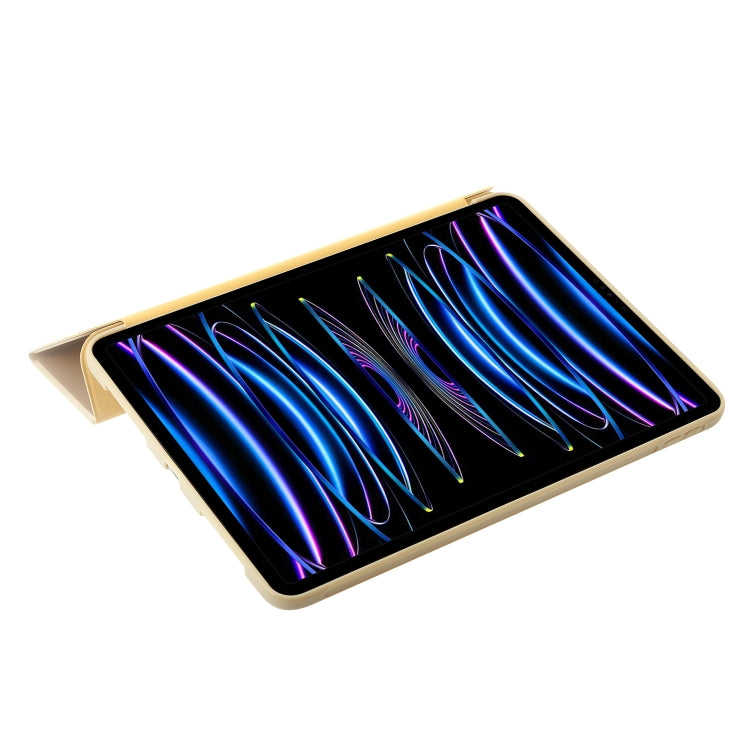 For iPad Pro 13 2024 Three-fold Holder Flip Tablet Leather Case(Gold) - iPad Pro 13 2024 Cases by PMC TechLife | Online Shopping South Africa | PMC TechLife | Buy Now Pay Later Mobicred