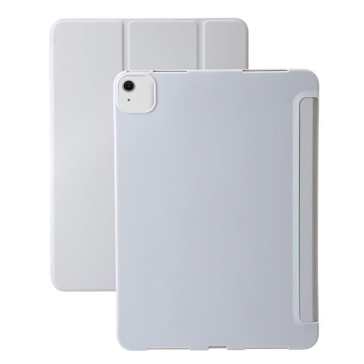 For iPad Air 11 2025 / 2024 Three-fold Holder Flip Tablet Leather Case(Grey) - iPad Air 11 2025 / 2024 Cases by PMC TechLife | Online Shopping South Africa | PMC TechLife | Buy Now Pay Later Mobicred