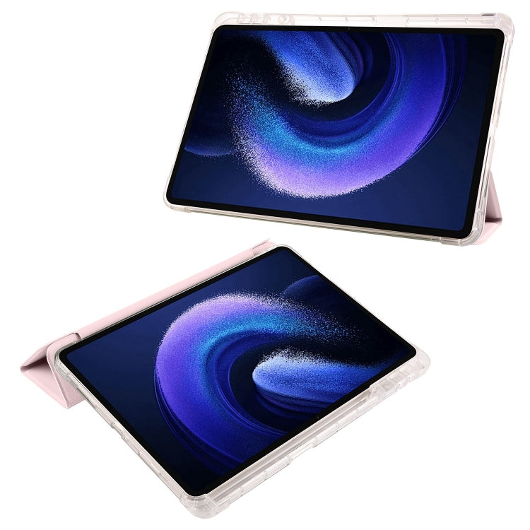 For iPad Pro 13 2024 3-fold Clear TPU Smart Leather Tablet Case with Pen Slot(Sand Pink) - iPad Pro 13 2024 Cases by PMC TechLife | Online Shopping South Africa | PMC TechLife | Buy Now Pay Later Mobicred