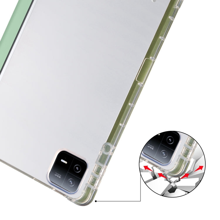 For iPad Pro 11 2024 3-fold Clear TPU Smart Leather Tablet Case with Pen Slot(Green) - iPad Pro 11 2024 Cases by PMC TechLife | Online Shopping South Africa | PMC TechLife | Buy Now Pay Later Mobicred