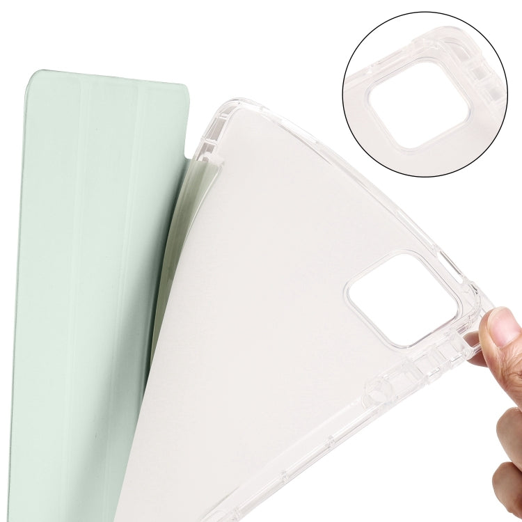 For iPad Pro 11 2024 3-fold Clear TPU Smart Leather Tablet Case with Pen Slot(Light Green) - free shipping - PMC TechLife - Order now!
