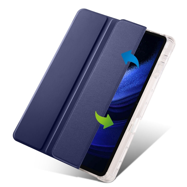 For iPad Pro 11 2024 3-fold Clear TPU Smart Leather Tablet Case with Pen Slot(Dark Blue) - iPad Pro 11 2024 Cases by PMC Jewellery | Online Shopping South Africa | PMC Jewellery | Buy Now Pay Later Mobicred