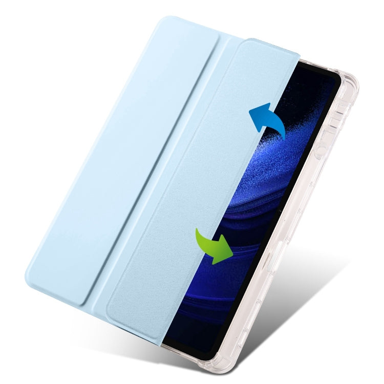 For iPad Air 11 2024 3-fold Clear TPU Smart Leather Tablet Case with Pen Slot(Ice Blue) - iPad Air 11 2024 Cases by PMC TechLife | Online Shopping South Africa | PMC TechLife | Buy Now Pay Later Mobicred