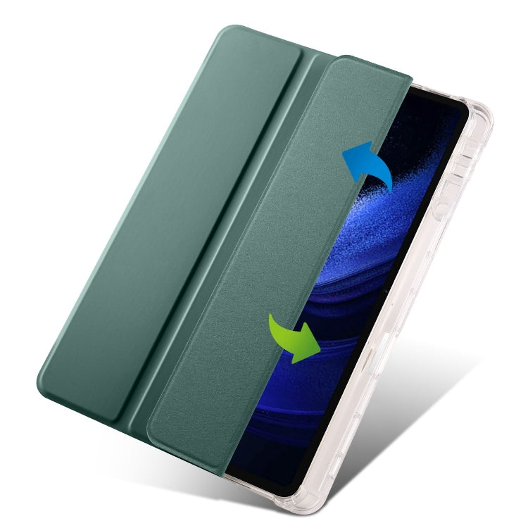 For iPad Air 13 2024 3-fold Clear TPU Smart Leather Tablet Case with Pen Slot(Dark Green) - iPad Air 13 2024 Cases by PMC Jewellery | Online Shopping South Africa | PMC Jewellery | Buy Now Pay Later Mobicred