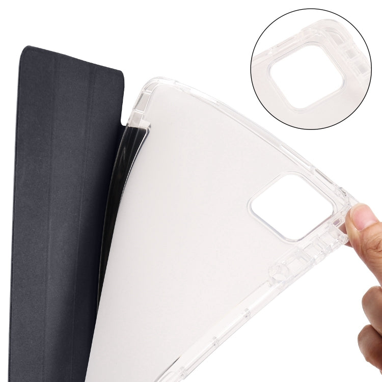 For iPad Air 13 2025 / 2024 3-fold Clear TPU Smart Leather Tablet Case with Pen Slot(Black) - iPad Air 13 2025 / 2024 Cases by PMC TechLife | Online Shopping South Africa | PMC TechLife | Buy Now Pay Later Mobicred