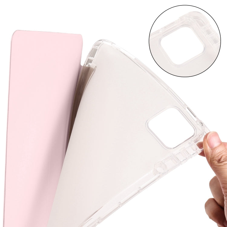 For iPad Air 13 2024 3-fold Clear TPU Smart Leather Tablet Case with Pen Slot(Sand Pink) - iPad Air 13 2024 Cases by PMC Jewellery | Online Shopping South Africa | PMC Jewellery | Buy Now Pay Later Mobicred