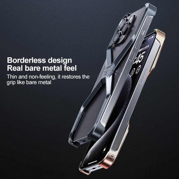 For iPhone 15 Pro Frameless X-shaped Metal Phone Case(Titanium Gold) - free shipping - PMC Jewellery - Order now!