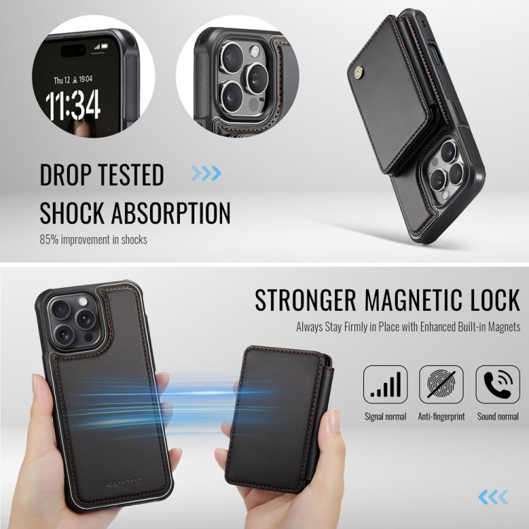 For iPhone 16 Pro Max JEEHOOD J05 Business Magnetic Style RFID Leather Phone Case(Black) - free shipping - PMC Jewellery - Order now!