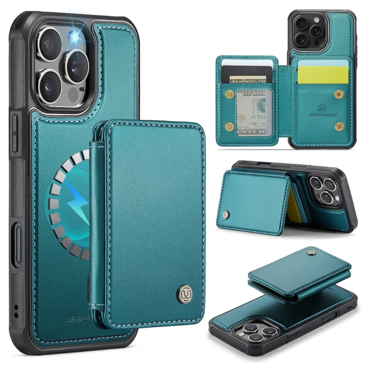 For iPhone 16 Pro Max JEEHOOD J05 Business Magnetic Style RFID Leather Phone Case(Blue Green) - iPhone 16 Pro Max Cases by JEEHOOD | Online Shopping South Africa | PMC Jewellery | Buy Now Pay Later Mobicred