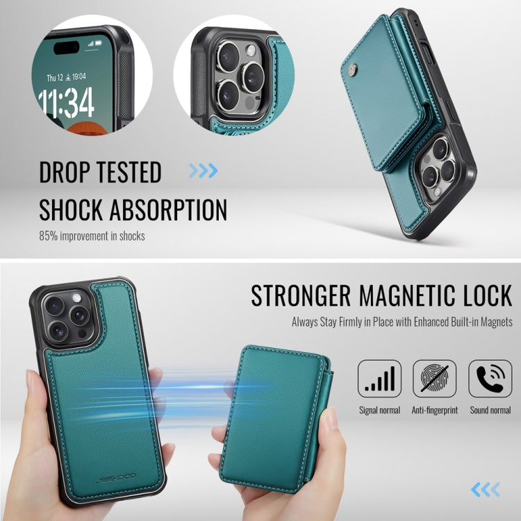 For iPhone 16 Pro JEEHOOD J05 Business Magnetic Style RFID Leather Phone Case(Blue Green) - iPhone 16 Pro Cases by JEEHOOD | Online Shopping South Africa | PMC Jewellery | Buy Now Pay Later Mobicred