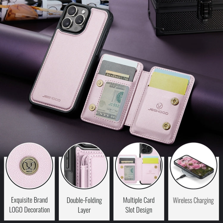 For iPhone 16 Pro JEEHOOD J05 Business Magnetic Style RFID Leather Phone Case(Pink) - iPhone 16 Pro Cases by JEEHOOD | Online Shopping South Africa | PMC Jewellery | Buy Now Pay Later Mobicred