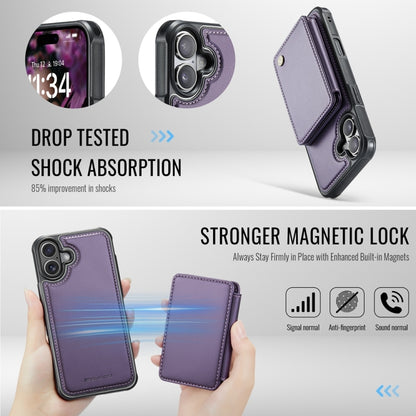 For iPhone 16 Plus JEEHOOD J05 Business Magnetic Style RFID Leather Phone Case(Purple) - iPhone 16 Plus Cases by JEEHOOD | Online Shopping South Africa | PMC Jewellery | Buy Now Pay Later Mobicred