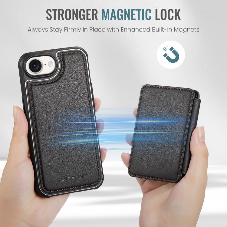 For iPhone 16e JEEHOOD J05 Business Magnetic Style RFID Leather Phone Case(Black) - free shipping - PMc TechLife - Order now!