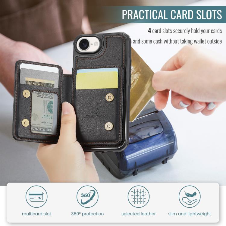 For iPhone 16e JEEHOOD J05 Business Magnetic Style RFID Leather Phone Case(Black) - free shipping - PMc TechLife - Order now!