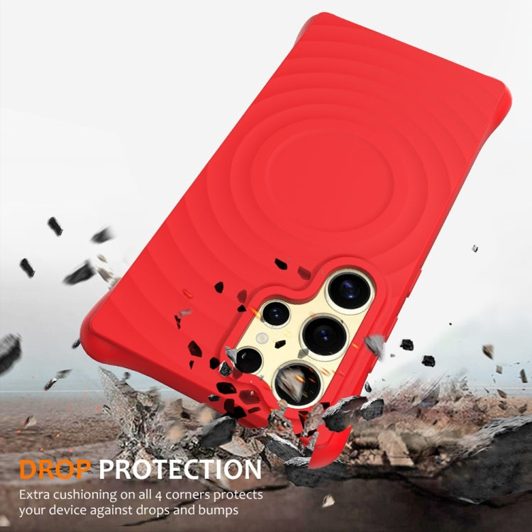 For Samsung Galaxy S25 Ultra 5G Wave Texture MagSafe Magnetic Liquid Silicone Phone Case(Red) - Galaxy S25 Ultra 5G Cases by PMC Jewellery | Online Shopping South Africa | PMC Jewellery | Buy Now Pay Later Mobicred