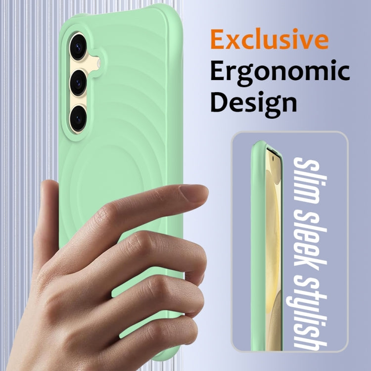 For Samsung Galaxy S25+ 5G Wave Texture MagSafe Magnetic Liquid Silicone Phone Case(Green) - free shipping - PMC Jewellery - Order now!