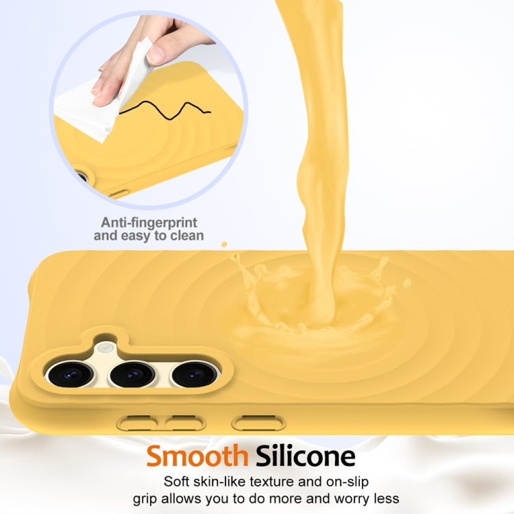 For Samsung Galaxy S25+ 5G Wave Texture MagSafe Magnetic Liquid Silicone Phone Case(Yellow) - Galaxy S25+ 5G Cases by PMC Jewellery | Online Shopping South Africa | PMC Jewellery | Buy Now Pay Later Mobicred