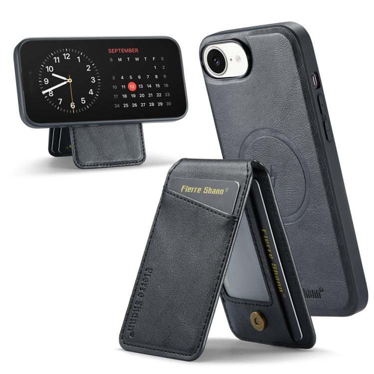 For iPhone 16e Fierre Shann Cowhide Vertical Flip Magnetic Card Holder Phone Case(Black) - free shipping - PMc TechLife - Order now!