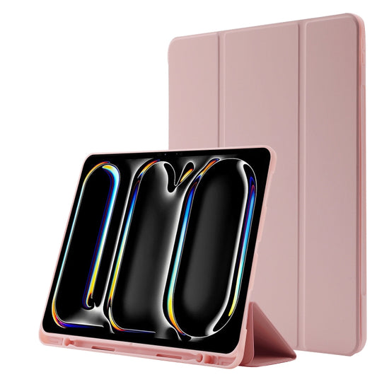 For iPad Pro 11 2024 Skin Feel Tri-fold Leather Tablet Case with Pen Slot(Pink) - iPad Pro 11 2024 Cases by PMC Jewellery | Online Shopping South Africa | PMC Jewellery | Buy Now Pay Later Mobicred