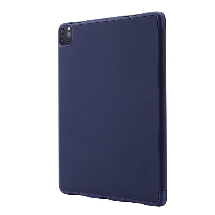 For iPad Pro 11 2024 Skin Feel Tri-fold Leather Tablet Case with Pen Slot(Dark Blue) - iPad Pro 11 2024 Cases by PMC TechLife | Online Shopping South Africa | PMC TechLife | Buy Now Pay Later Mobicred
