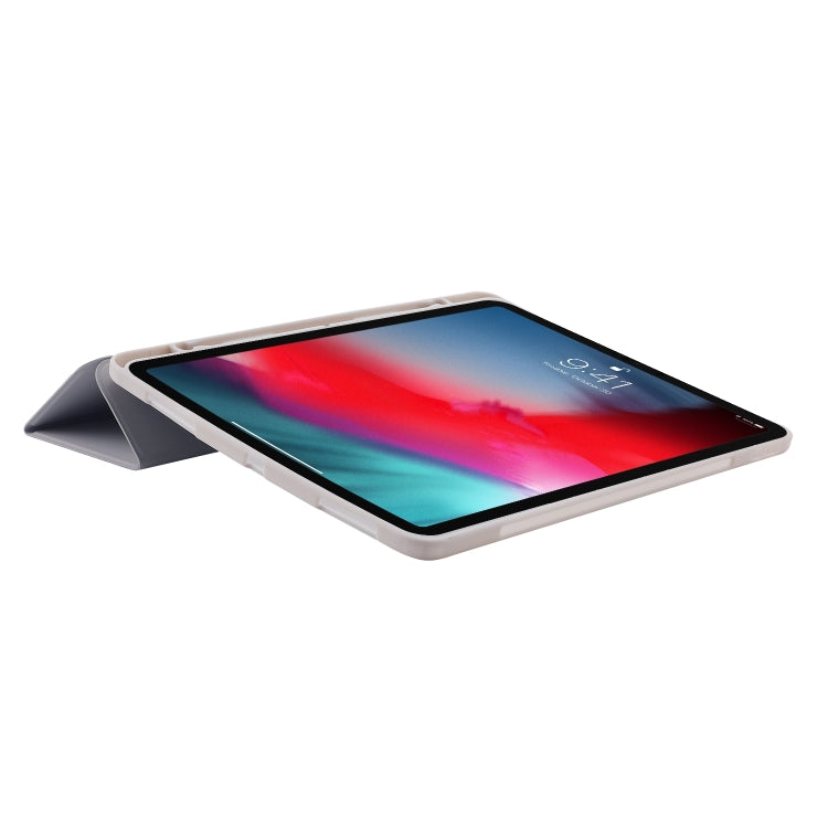 For iPad Pro 11 2024 Skin Feel Tri-fold Leather Tablet Case with Pen Slot(Grey) - iPad Pro 11 2024 Cases by PMC TechLife | Online Shopping South Africa | PMC TechLife | Buy Now Pay Later Mobicred
