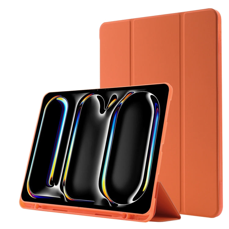 For iPad Pro 13 2024 Skin Feel Tri-fold Leather Tablet Case with Pen Slot(Orange) - iPad Pro 13 2024 Cases by PMC Jewellery | Online Shopping South Africa | PMC Jewellery | Buy Now Pay Later Mobicred