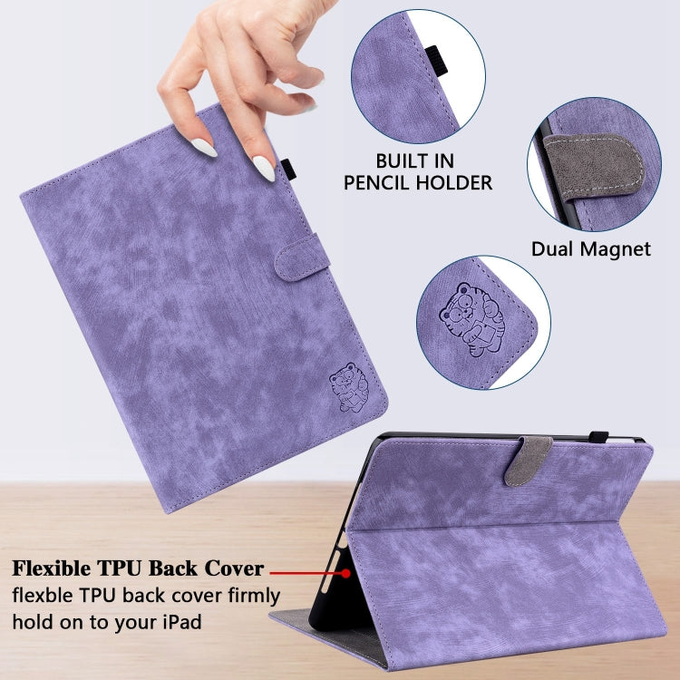 For iPad Air 13 2024 Embossed Tiger Pattern Leather Tablet Case(Purple) - iPad Air 13 2024 Cases by PMC Jewellery | Online Shopping South Africa | PMC Jewellery | Buy Now Pay Later Mobicred