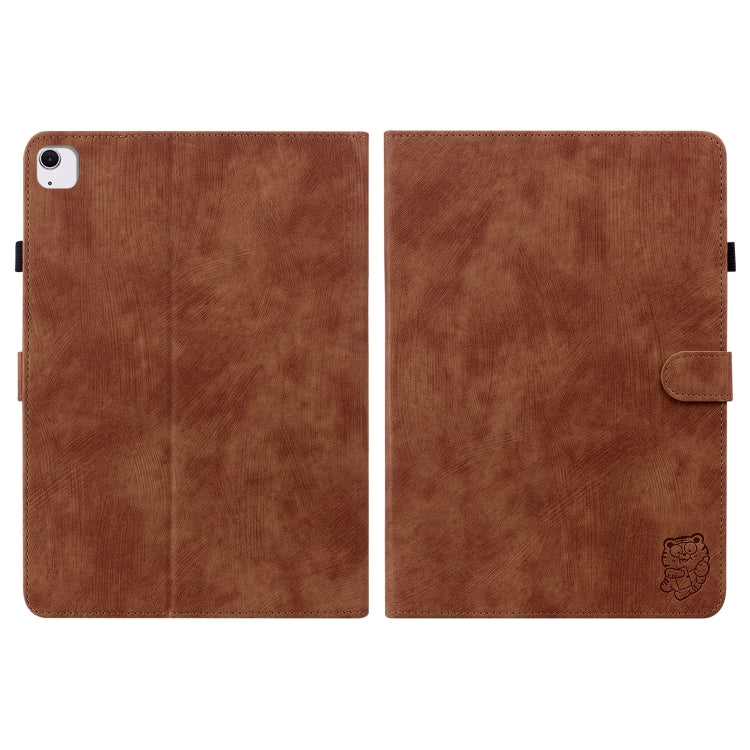 For iPad Air 13 2025 / 2024 Embossed Tiger Pattern Leather Tablet Case(Brown) - iPad Air 13 2025 / 2024 Cases by PMC TechLife | Online Shopping South Africa | PMC TechLife | Buy Now Pay Later Mobicred