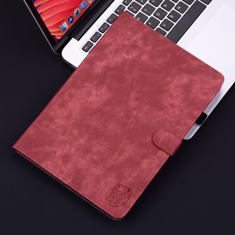 For iPad Air 13 2024 Embossed Tiger Pattern Leather Tablet Case(Red) - iPad Air 13 2024 Cases by PMC Jewellery | Online Shopping South Africa | PMC Jewellery | Buy Now Pay Later Mobicred