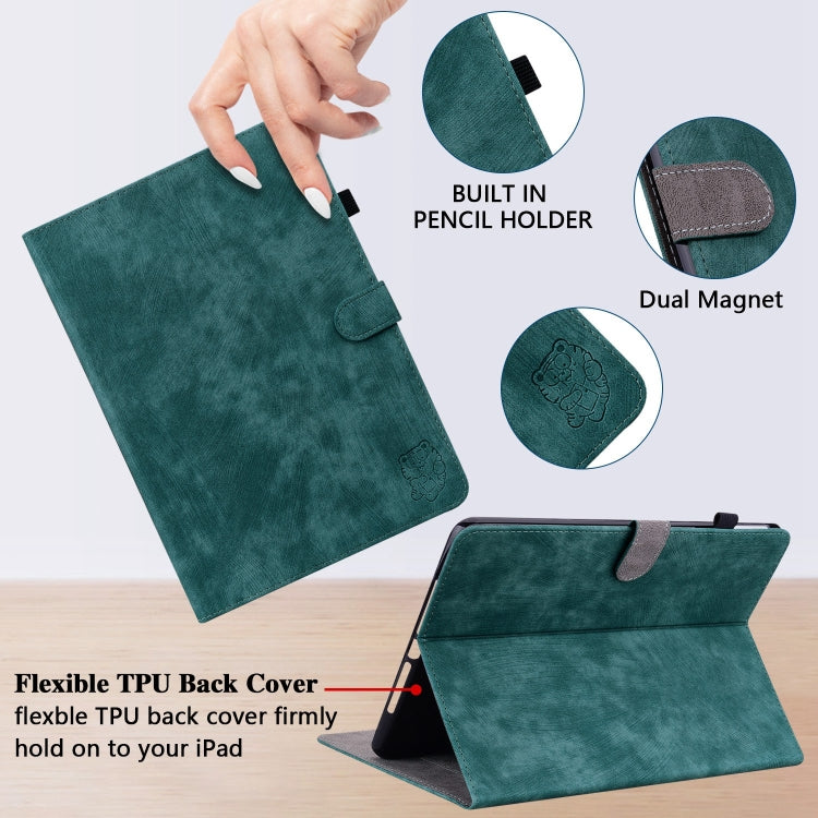 For iPad Air 13 2024 Embossed Tiger Pattern Leather Tablet Case(Dark Green) - iPad Air 13 2024 Cases by PMC Jewellery | Online Shopping South Africa | PMC Jewellery | Buy Now Pay Later Mobicred