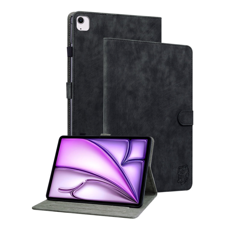 For iPad Air 13 2024 Embossed Tiger Pattern Leather Tablet Case(Black) - iPad Air 13 2024 Cases by PMC TechLife | Online Shopping South Africa | PMC TechLife | Buy Now Pay Later Mobicred