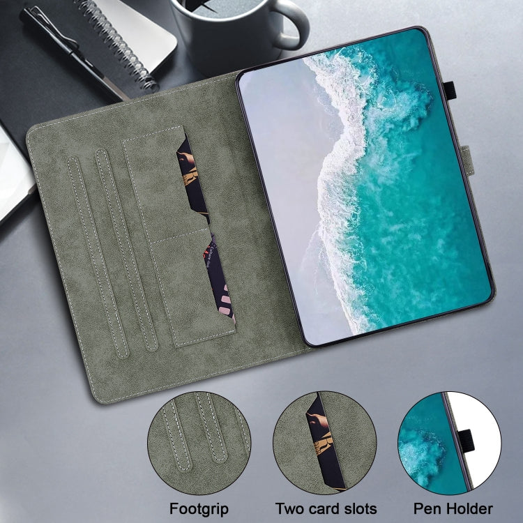 For iPad Air 13 2024 Embossed Tiger Pattern Leather Tablet Case(Dark Green) - iPad Air 13 2024 Cases by PMC TechLife | Online Shopping South Africa | PMC TechLife | Buy Now Pay Later Mobicred