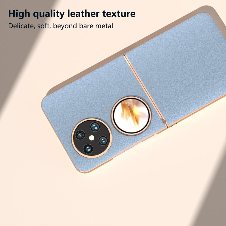 For Huawei Pocket 2 Nano Plating Genuine Leather Wave Series Phone Case(Blue) - Huawei Cases by PMC TechLife | Online Shopping South Africa | PMC TechLife | Buy Now Pay Later Mobicred